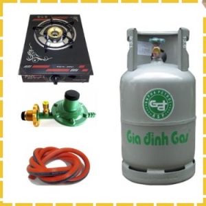 Trọn Bộ Bình Bếp Gas Đơn Bếp Kính Van Dây Khóa Gas Tự Động