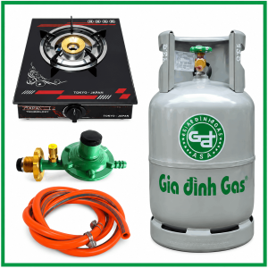 Trọn Bộ Bình Bếp Gas Đơn Bếp Kính Van Dây Khóa Gas Tự Động