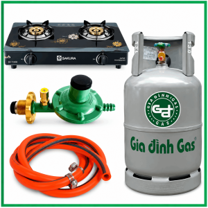 Giá Trọn Bộ Bình Bếp Gas Đôi Mặt Kính Sakura Van Dây Khóa TựĐộng 