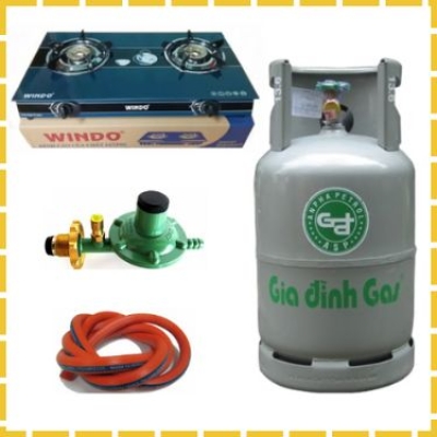 Combo Trọn Bộ Bình Bếp Gas Đôi Mặt Kính windo Van Dây Tự Động 