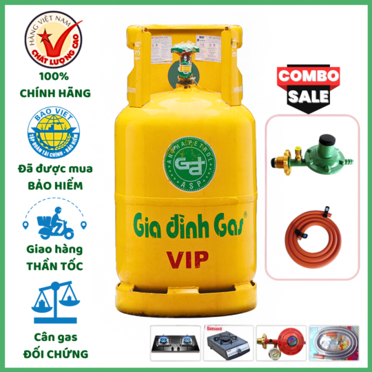 Combo Bộ Bình Gas Á Châu Vàng 12Kg Khuyến Mãi