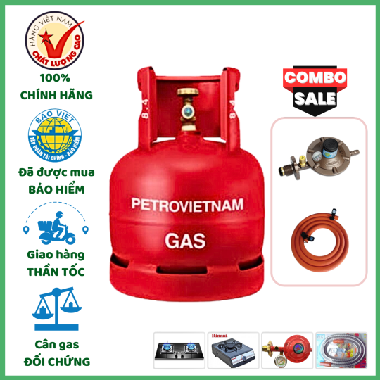 Combo Bộ Bình Gas PETROVIETNAM Đỏ 6Kg Khuyến Mãi