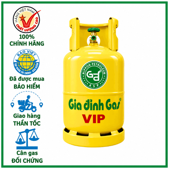 Bình Gas Gia Đình Vàng 12kg – Giao Gas Tận Nhà Tại TP.HCM