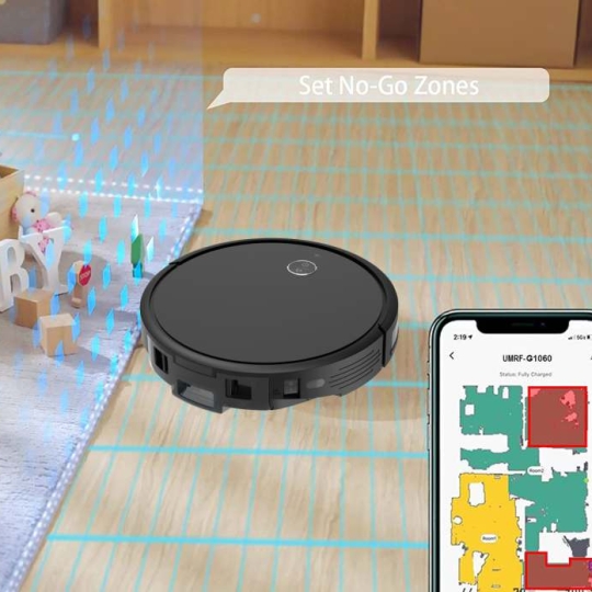 Robot hút bụi lau nhà Hubert HB-C68-B - App wifi nhập khẩu