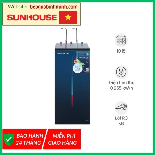 Máy lọc nước RO nóng nguội lạnh Sunhouse SHA76219CK 10 lõi