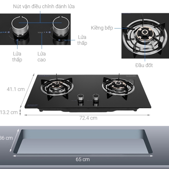  Bếp Gas Âm SUNHOUSE SHB507-MT Chính Hãng