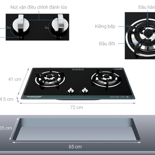 Bếp Gas Âm SUNHOUSE SHB5548MT Chính Hãng