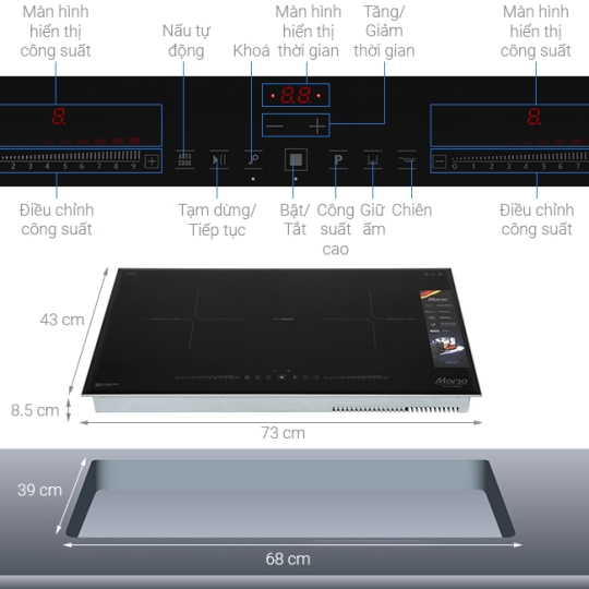 Bếp Từ Đôi Lắp Âm Sunhouse MAMA MMB9996